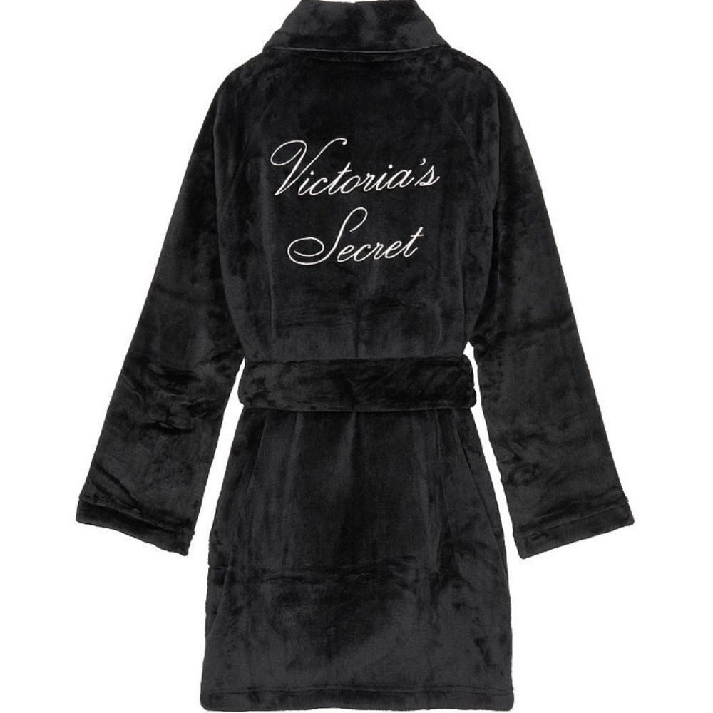 M-L  VICTORIA'S SECRET Logo Short Cozy Robe & Slipers Set 830